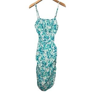 NWOT Sky to Moon Rouched Floral Open Back Mini Dress